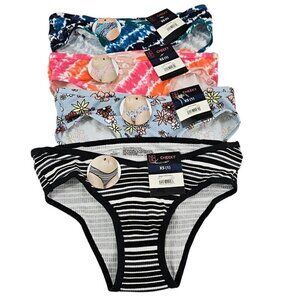 No Boundaries Cotton Floral Tie Dye Stripe Cheeky  4-Pack Panties –Size XS NWT